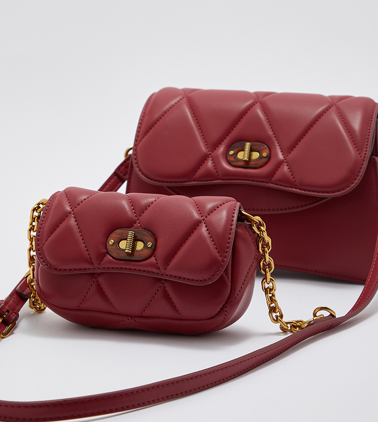 Buy Charles & Keith Padded Double Pocket Shoulder Bag In Red