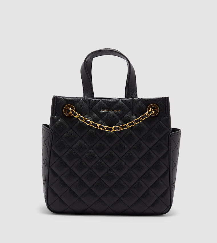 Charles & keith outlet chain detail quilted tote