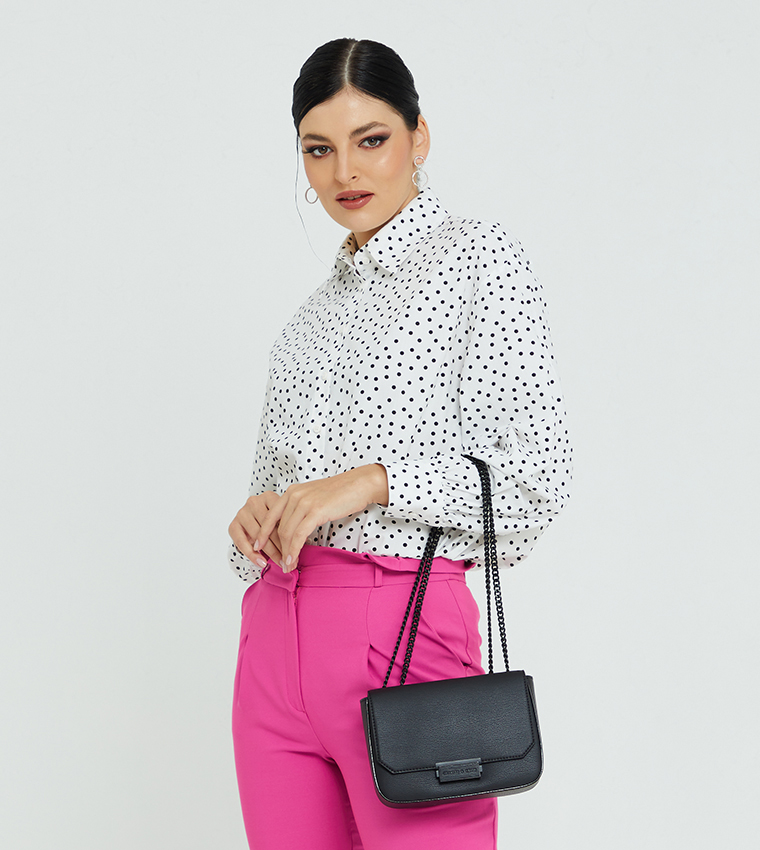 Buy Charles & Keith Double Chain Link Crossbody Bag In Black