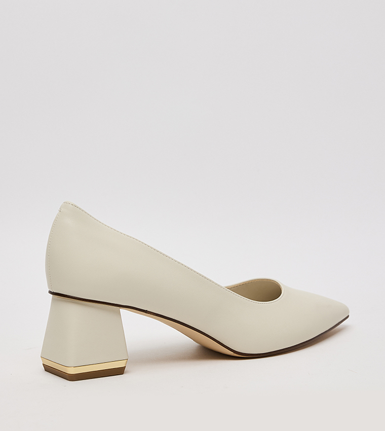 Trapeze Metal Trim Heel Pumps
