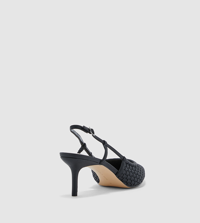 Woven Slingback Court Shoes-Black