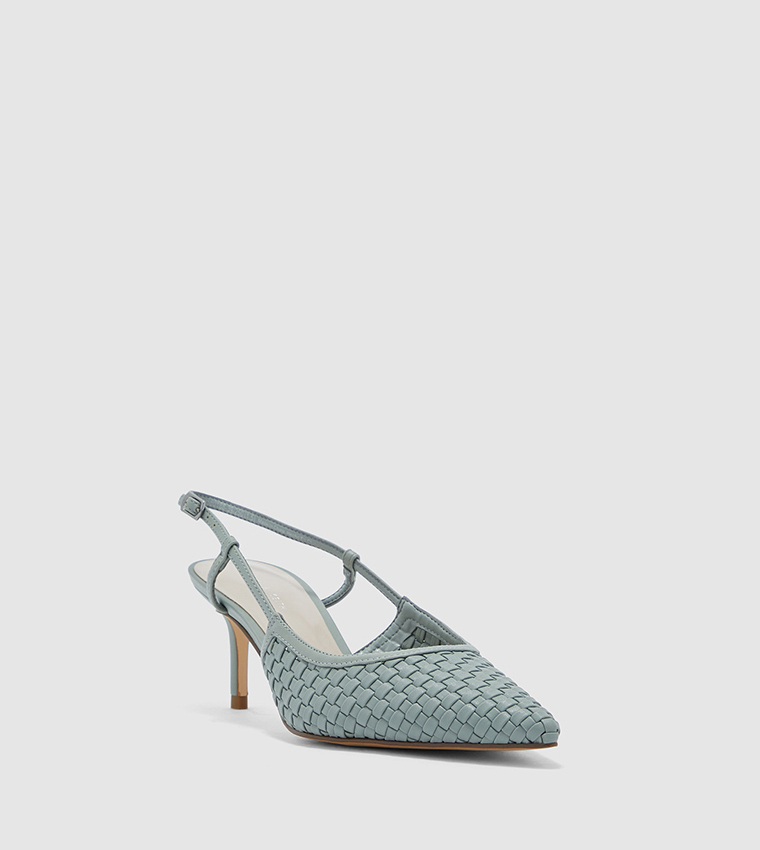 Green Woven Slingback Pumps | CHARLES & KEITH