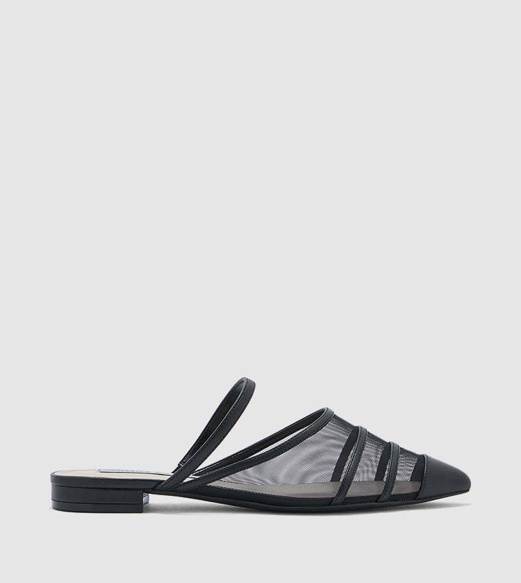 Buy Charles u0026 Keith Mesh Flat Mules Black In Black | 6thStreet UAE