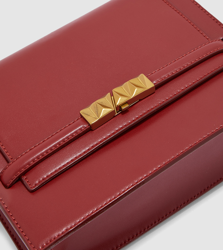Buy Charles & Keith Metallic Push Lock Crossbody Bag In Red 6thStreet