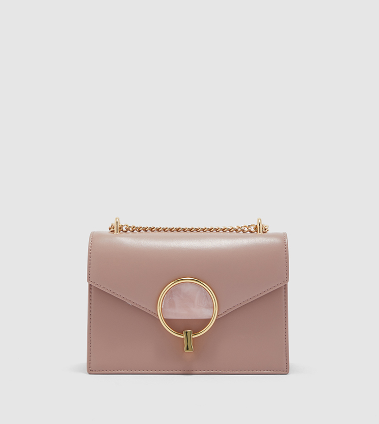 Buy Charles & Keith Stone Embellished Shoulder Bag Pink In Pink