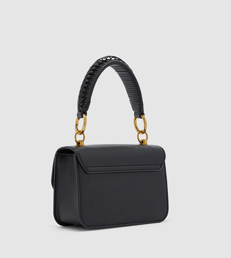 Metallic Turn-Lock Bag-Black