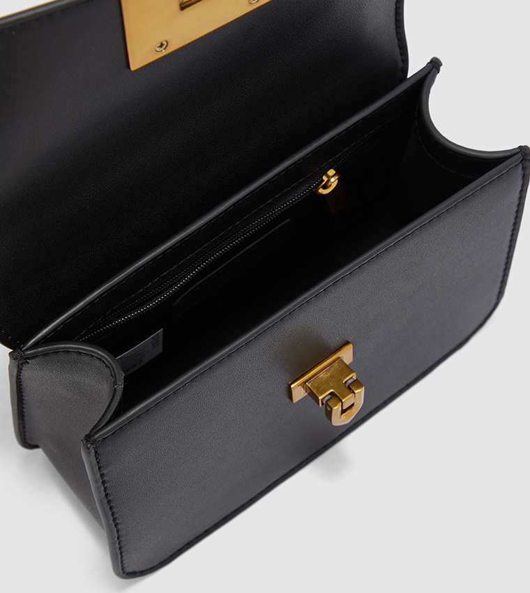 Metallic Turn-Lock Bag-Black