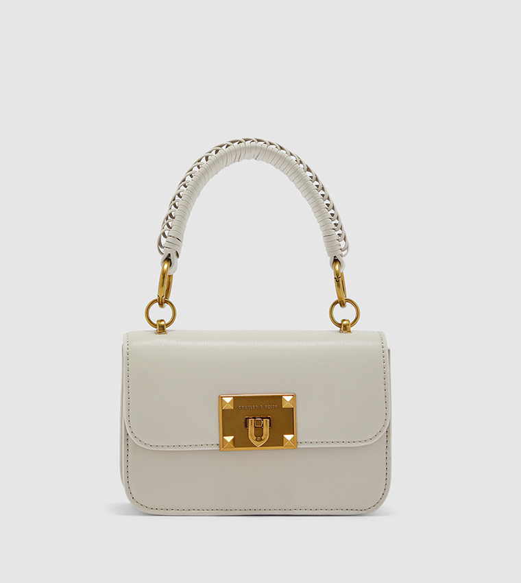 Metallic Turn-Lock Bag-Ivory