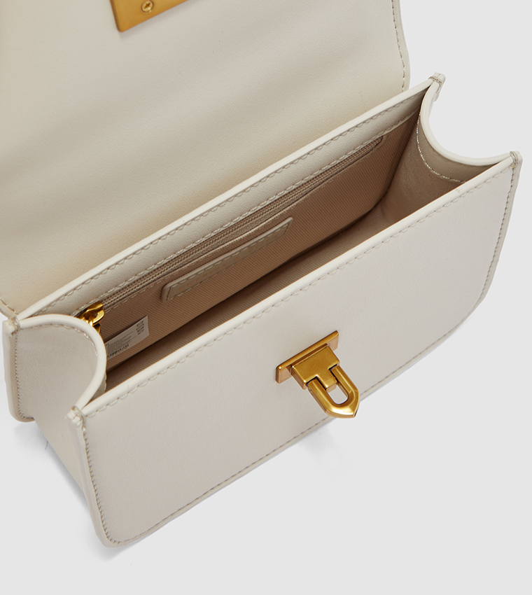 Metallic Turn-Lock Bag-Ivory