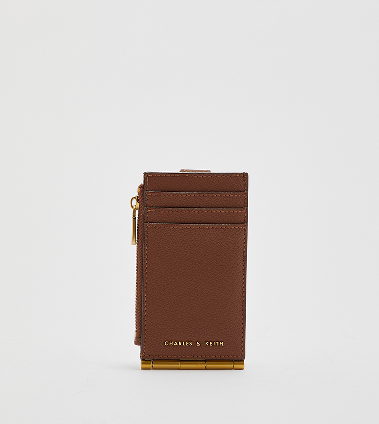Buy Charles Keith Zip Snap Button Card Holder Chocolate In