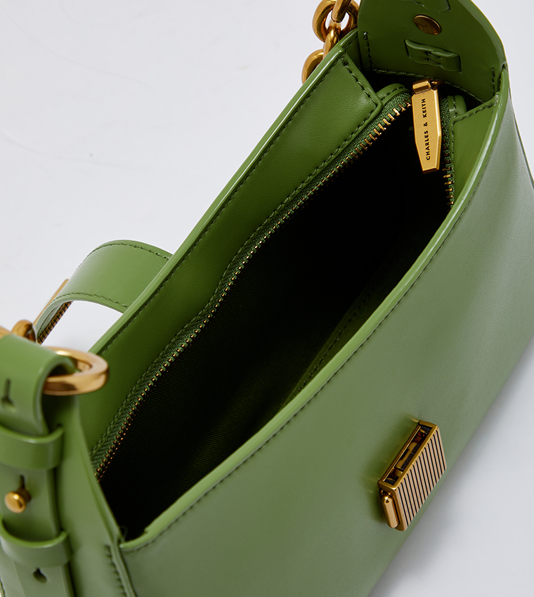 Buy Charles Keith Chain Handle Shoulder Bag Green In Green