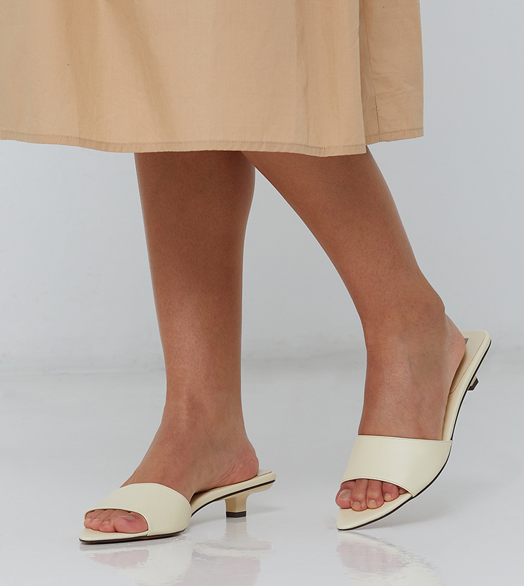 Buy Charles Keith Kitten Heel Mules Cream In Cream 6thStreet Bahrain