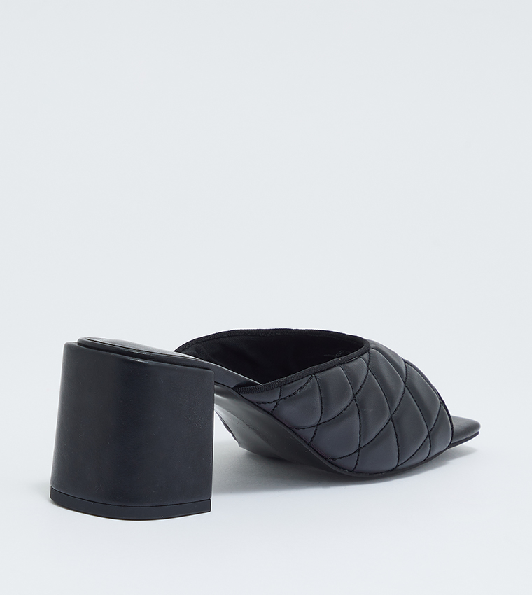 Buy Charles & Keith Quilted Block Heel Mules In Black 6thStreet Qatar
