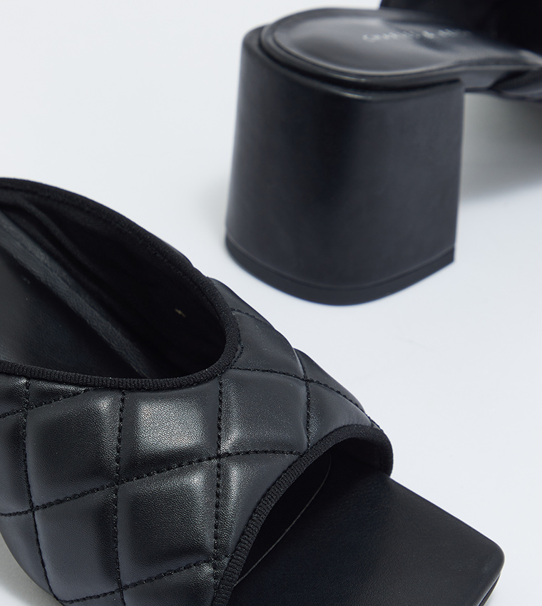 Buy Charles & Keith Quilted Block Heel Mules In Black 6thStreet Qatar