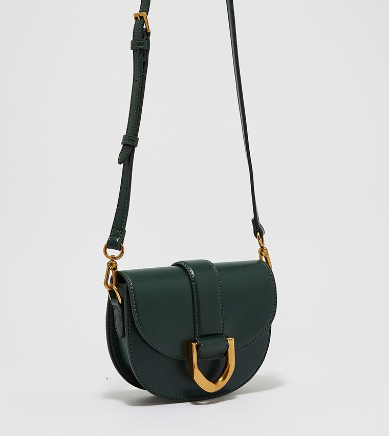 Buy Charles Keith Mini Gabine Saddle Crossbody Bag In Green