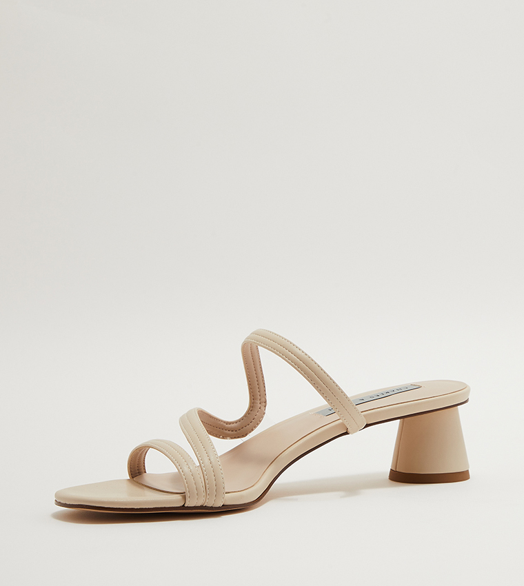 Satin Wavy Strap Heel Sandals