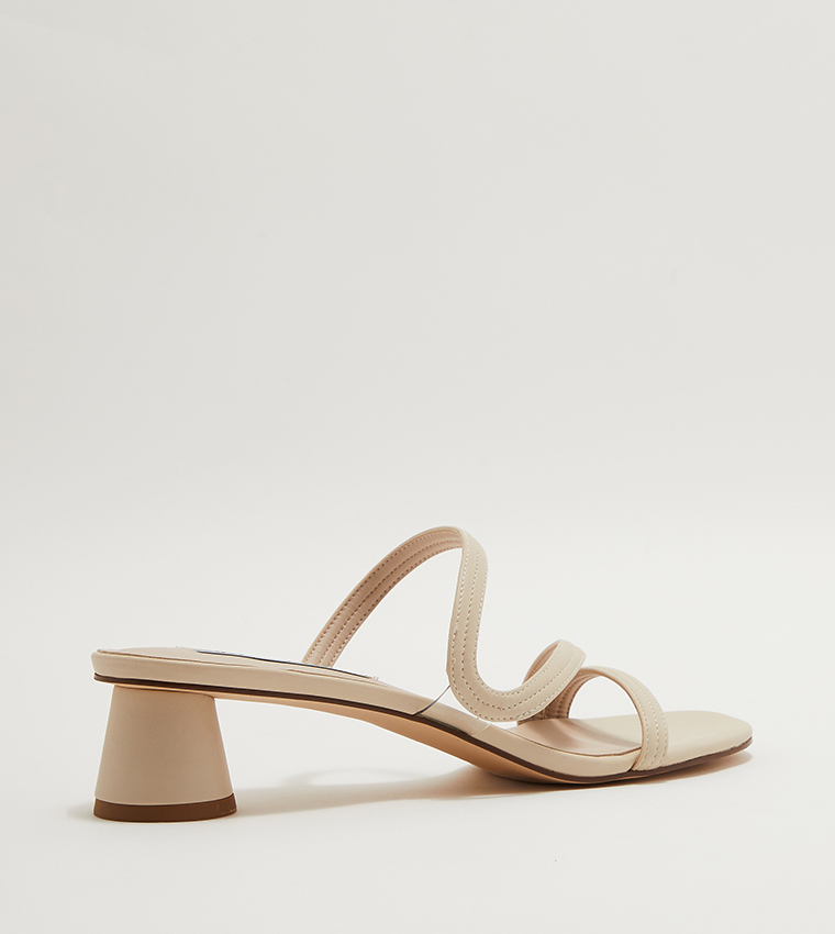 Satin Wavy Strap Heel Sandals