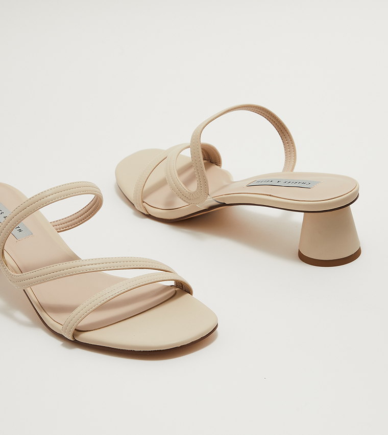Satin Wavy Strap Heel Sandals