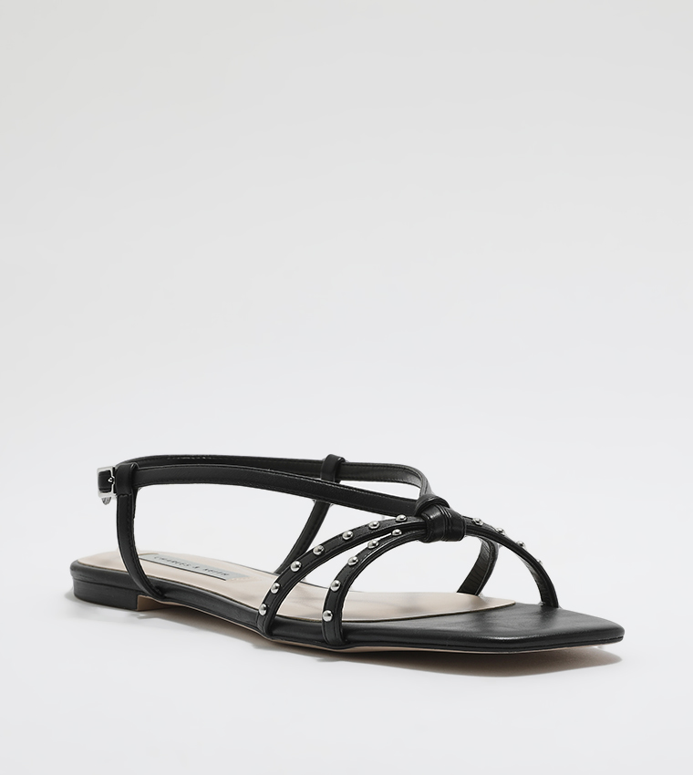 Brown Double Metallic Buckle Sandals - CHARLES & KEITH IN