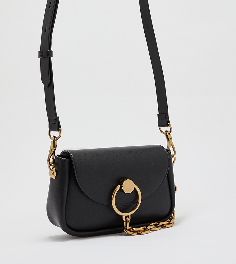 Buy Charles & Keith Chunky Chain Link Crossbody Bag In Black