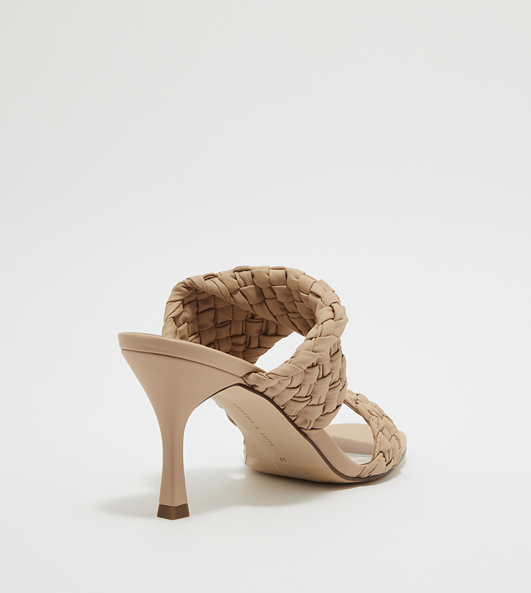 Double Strap Woven Heeled Mule