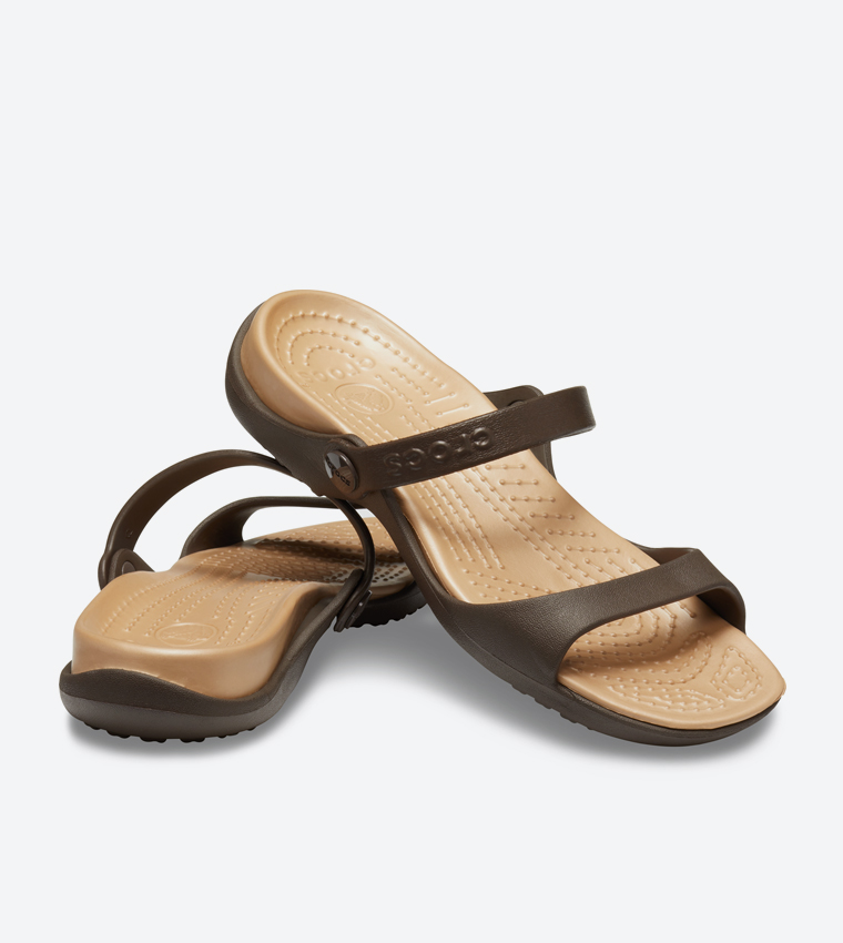 Buy Crocs Cleo Two Strap Round Toe Sandals Brown 10043 23Q In