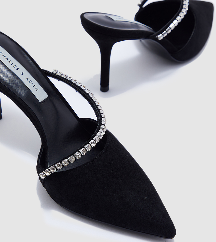 Charles & Keith Women's Gem-Encrusted Stiletto Mules