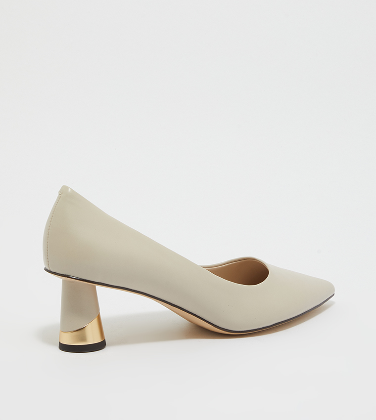 Metallic Sculptural Heel Pumps 