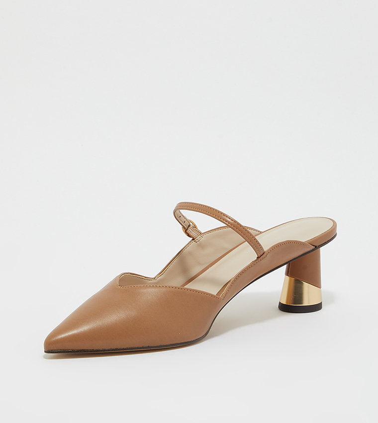 Metallic Sculptural Heel Mules