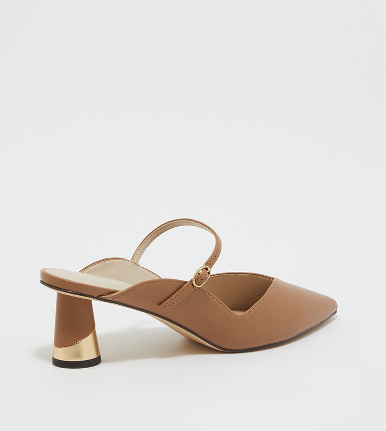 Metallic Sculptural Heel Mules