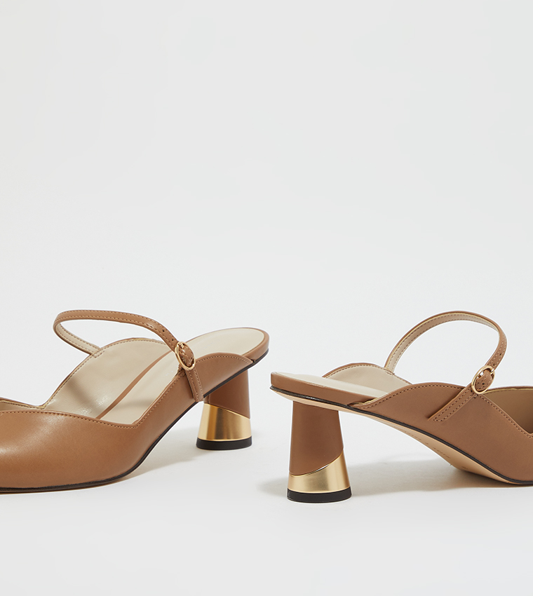 Metallic Sculptural Heel Mules
