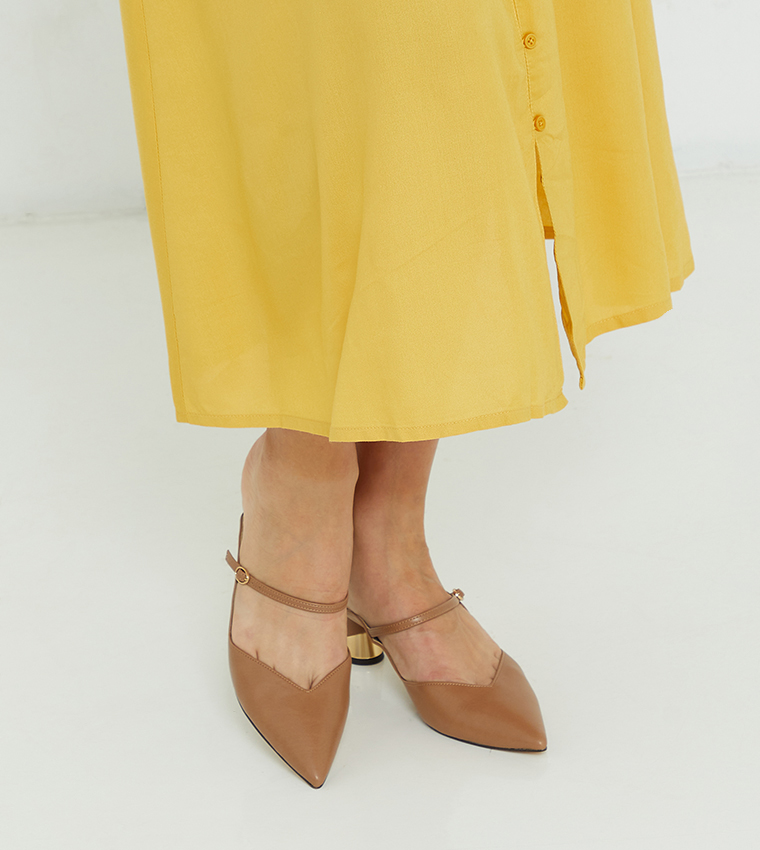 Metallic Sculptural Heel Mules