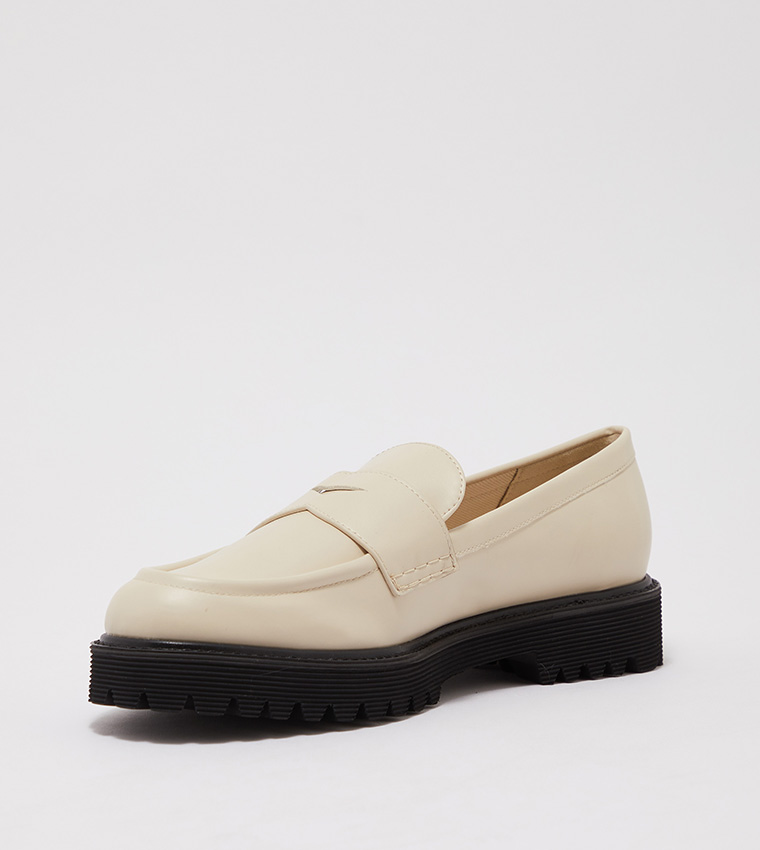 Buy Charles & Keith Chunky Penny Loafers In White | 6thStreet UAE