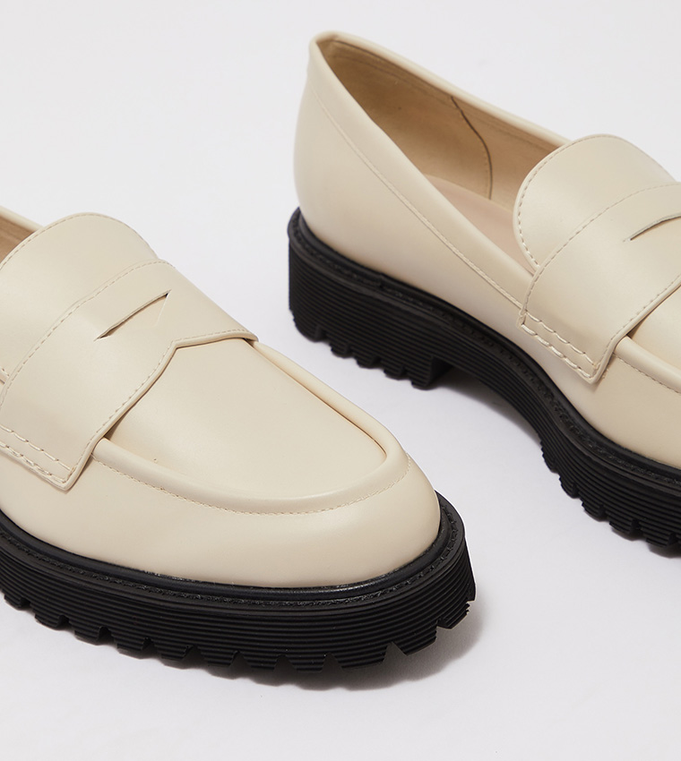 Buy Charles & Keith Chunky Penny Loafers In White | 6thStreet UAE