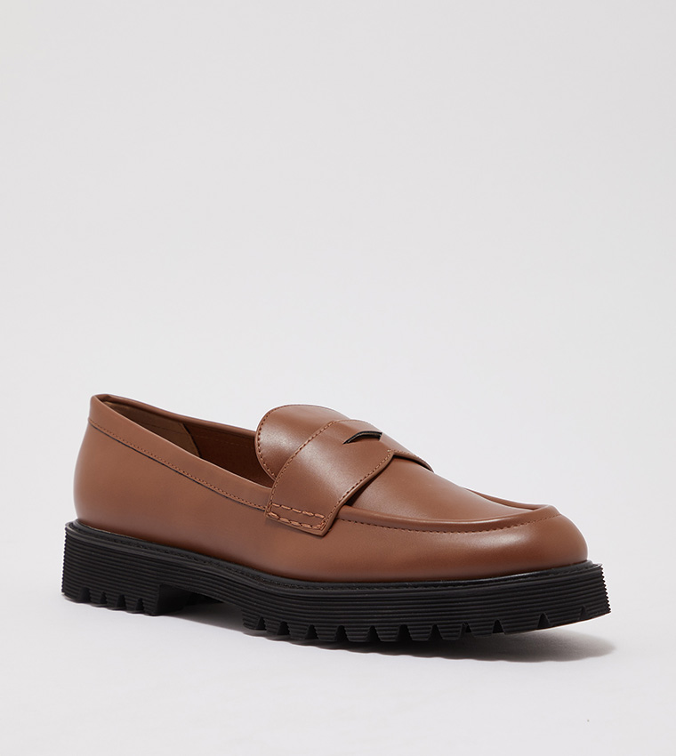 Buy Charles & Keith Chunky Penny Loafers In Brown | 6thStreet Bahrain