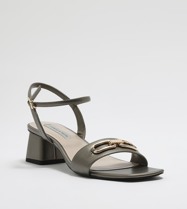 Khaki block heel sandals hotsell