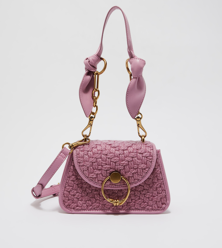 Joelle Tweed Ring Push-Lock Trapeze Bag