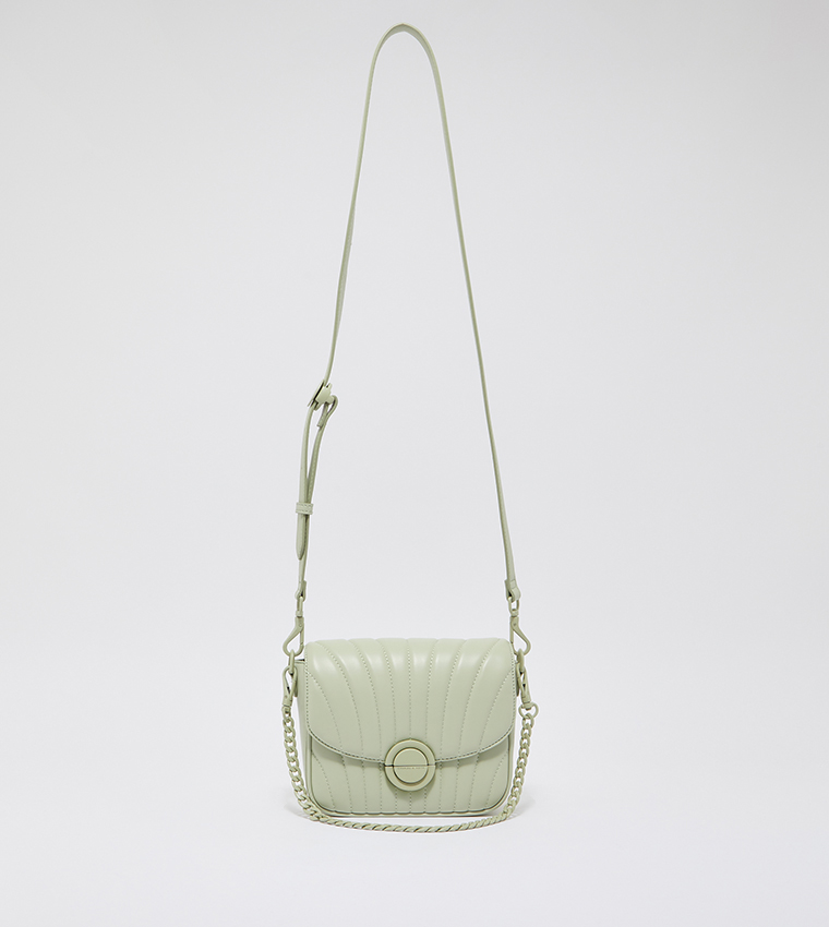 Charles & Keith Metallic Accent Chain Handle Bag in Green