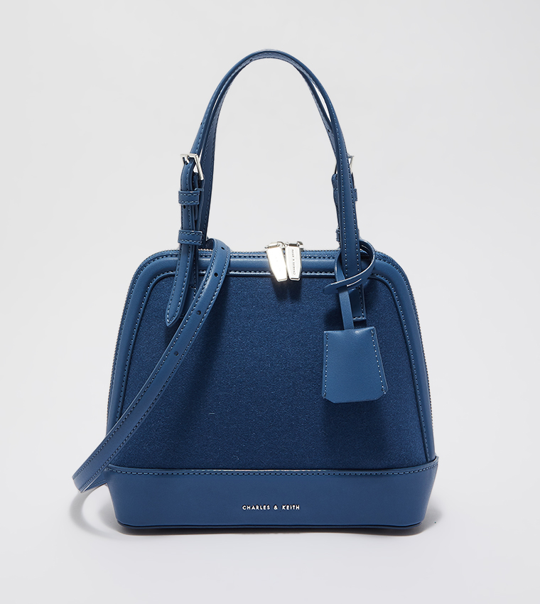 Buy Charles Keith Double Handle Two Way Zip Shoulder Bag In Blue