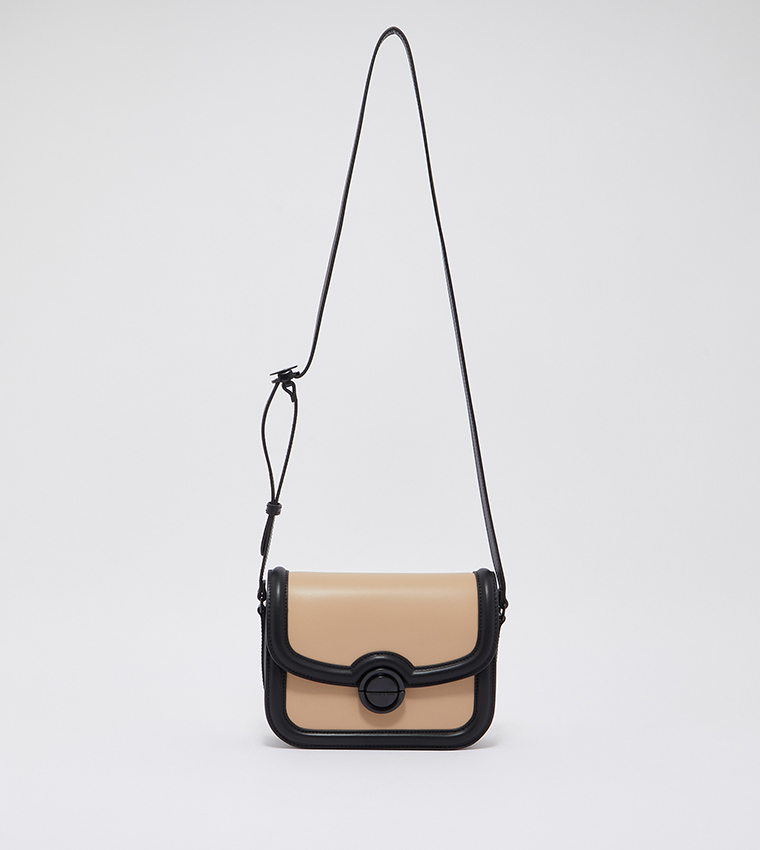 Buy Charles & Keith Push Lock Crossbody Bag In Tan 6thStreet Kuwait