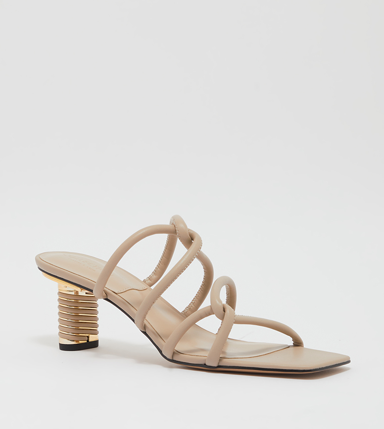 Buy Charles Keith Tubular Strap Heeled Sandal In Beige