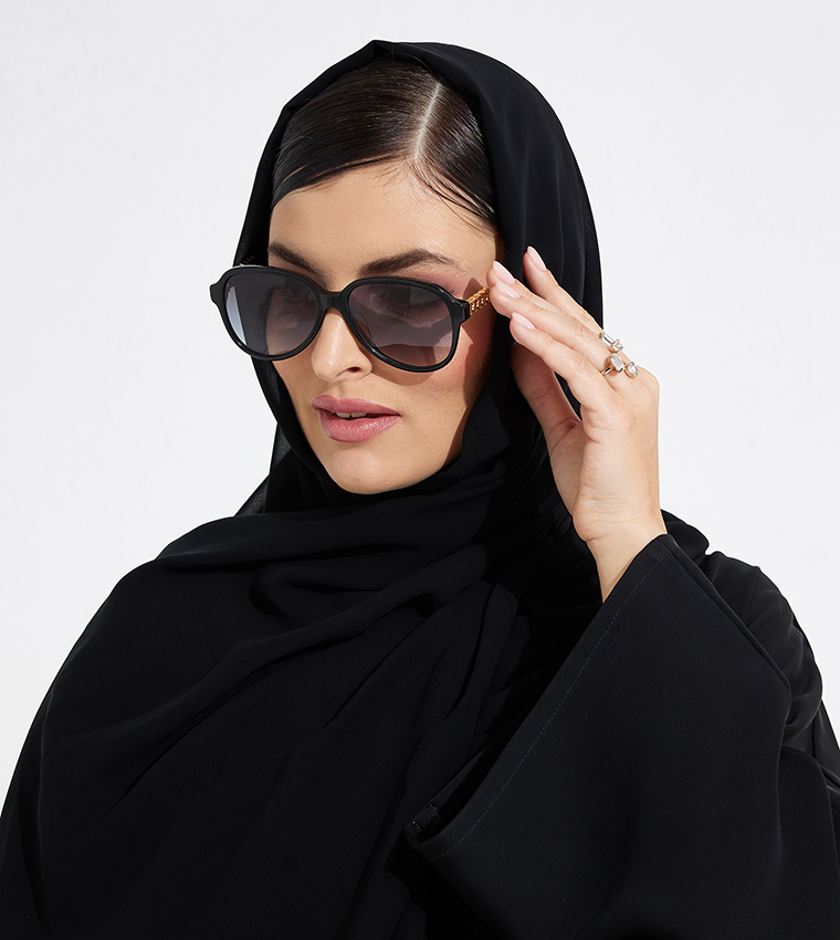 Buy Charles Keith Braided Temple Aviator Sunglasses In Black