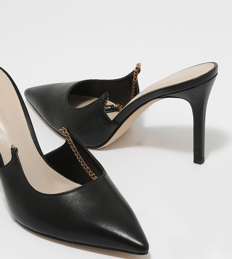 Buy Charles & Keith Chain Link Slingback Stiletto Pumps In Black