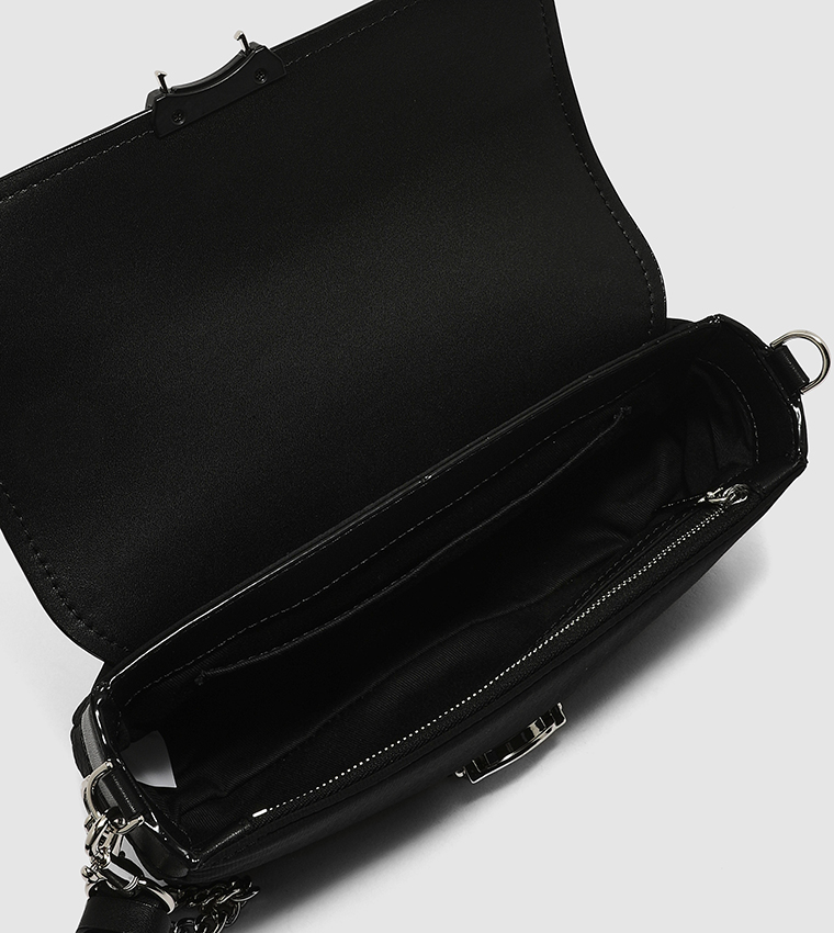 Buy Charles & Keith Aspen Metallic Belt Buckle Shoulder Bag In Black ...