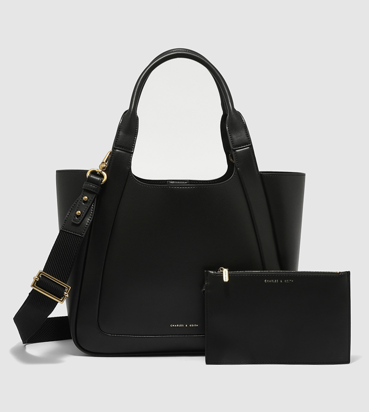 Charles and keith on sale black tote bag