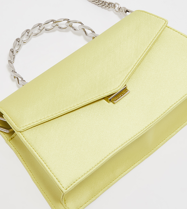 Buy Charles & Keith Satin Top Handle Envelope Bag In Yellow 6thStreet UAE