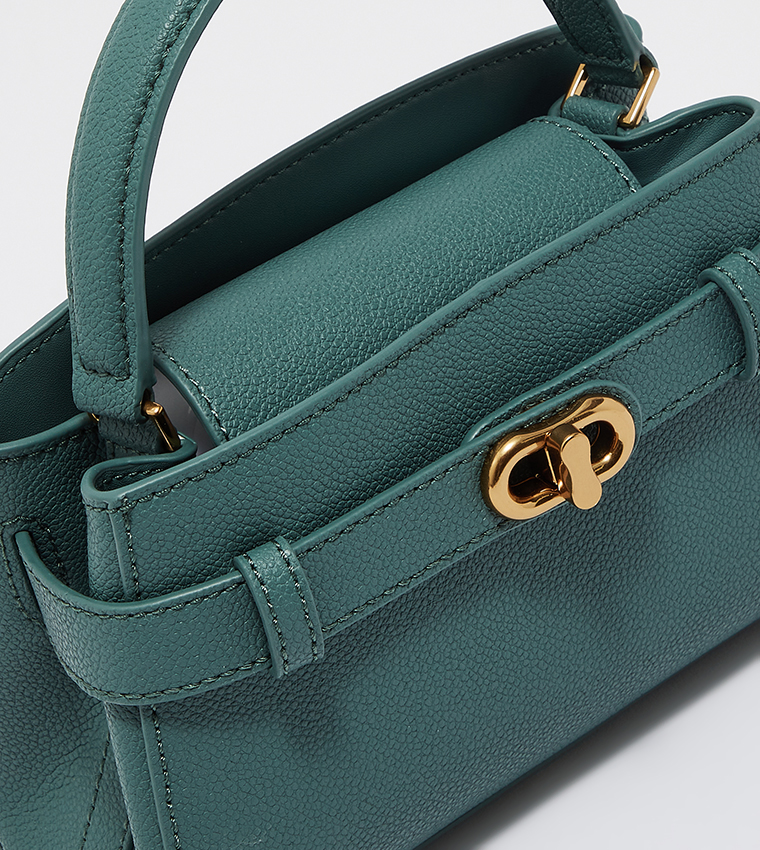 Aubrielle Metallic-Buckle Top Handle Bag