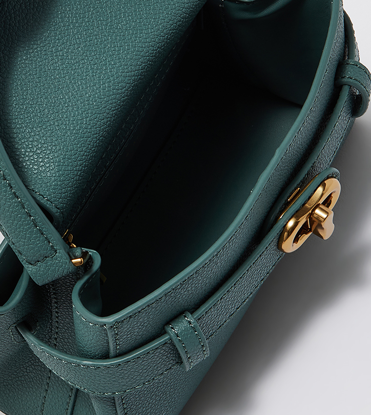 Aubrielle Metallic-Buckle Top Handle Bag