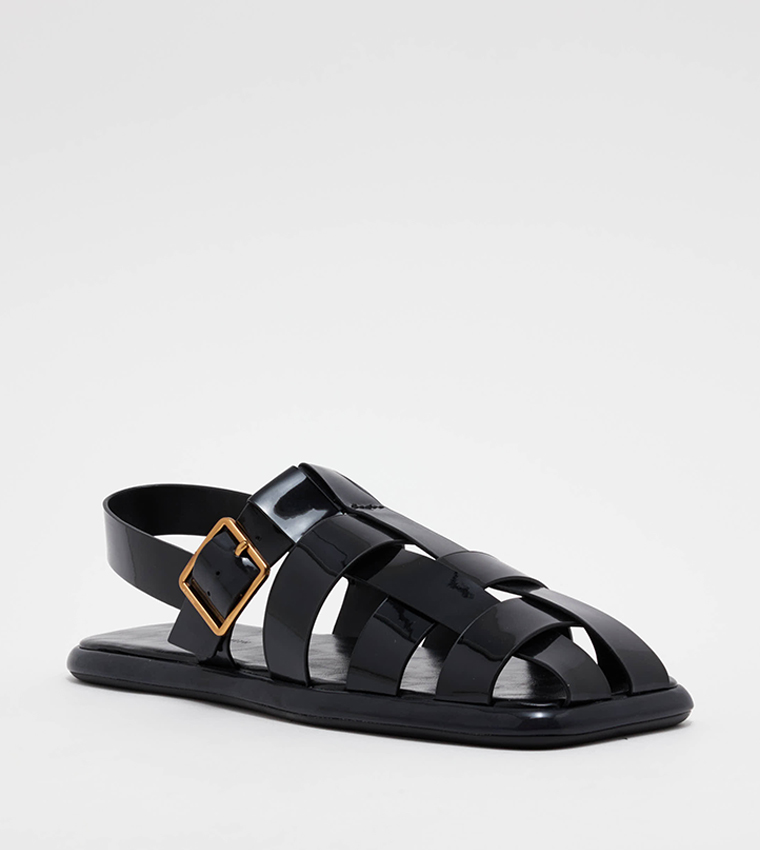 Buy Charles & Keith Metallic Buckle Caged Slingback Sandals In 