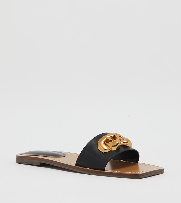 Buy Charles Keith Chain Accent Slide Sandal In Black 6thStreet